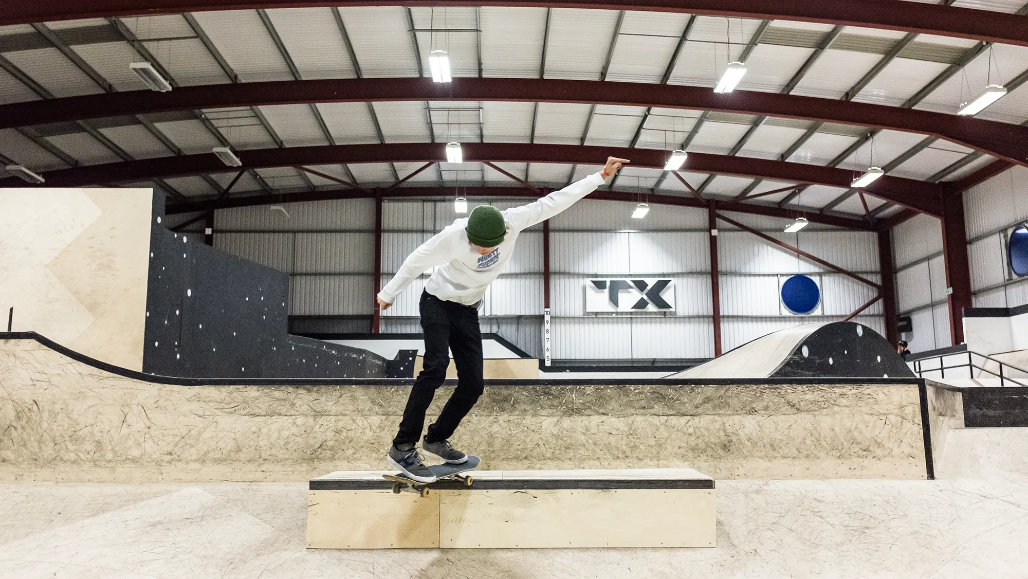 Skateboarders in the indoor park